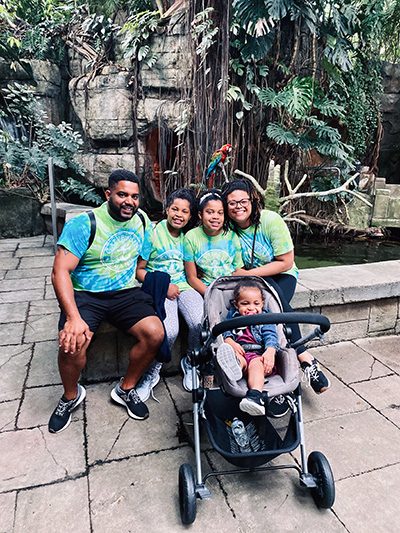 Danielle and her family enjoying emotional self-care